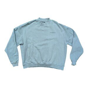 YoungLA Men's 525 Shredded Wash Crewneck sweatshirt Size M Oversized Green Gray